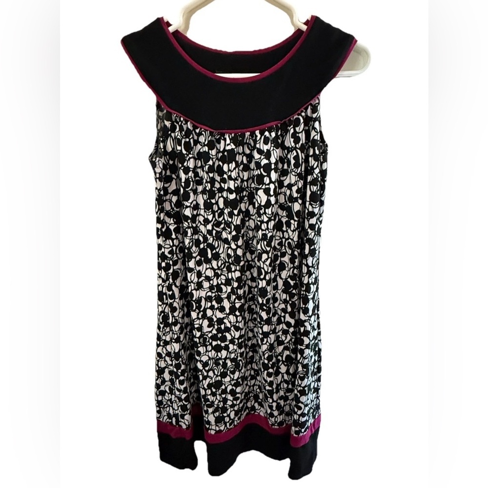 Black and White Sleeveless Dress with Pink Accents